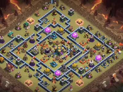 Layout TH14 War Base for CoC | Clash of Clans Defense Ring