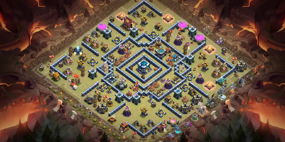 TH13 War Base with Boxed Town Hall Anti 2 Star Core
