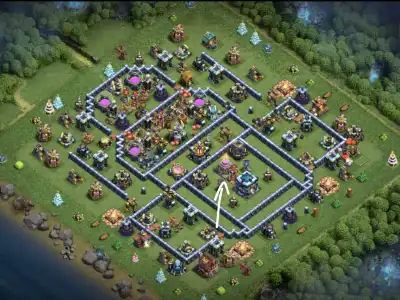 Layout TH13 War Base Anti 3 Star - war badr Clash of Clans