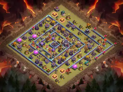 Layout TH15 War Base Anti 3 Star Ring Layout with Copy Link