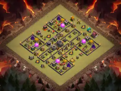 Layout TH9 War Base Anti 3 Star Layout for Clash of Clans