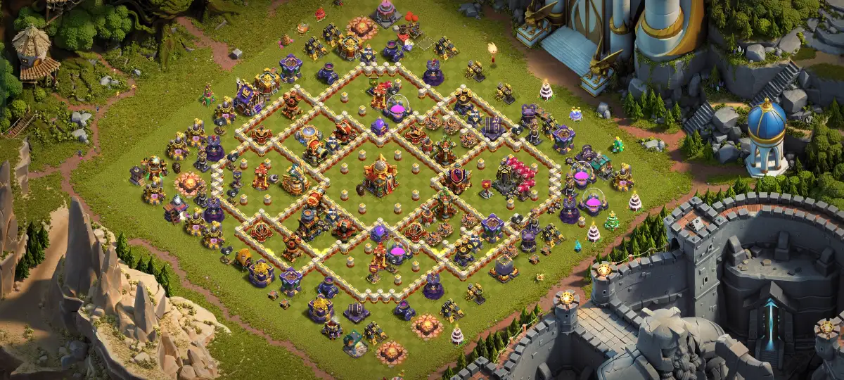 TH16 Hybrid Base for Clash of Clans | Anti 2 Star Ring Layout
