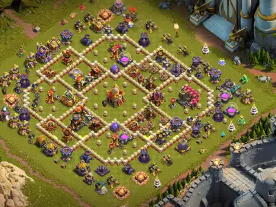 Layout TH16 Hybrid Base for Clash of Clans | Anti 2 Star Ring Layout