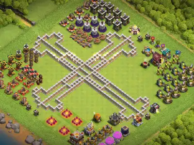 Layout TH11 Clash of Clans Troll Base with Crossed Bones Copy Link