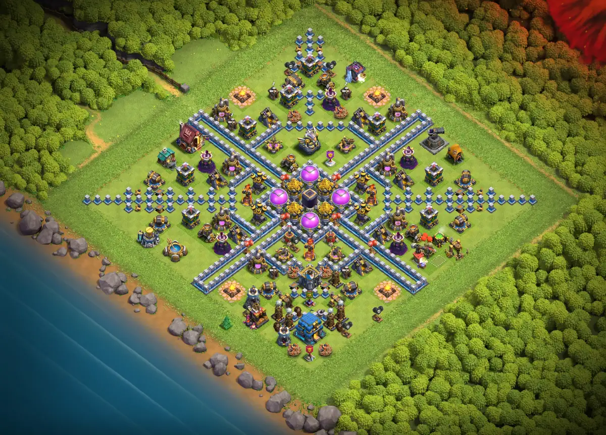 TH12 Hybrid Base with Central Storages and Split Town Hall