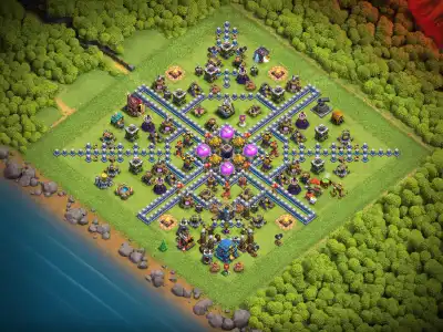 Layout TH12 Hybrid Base with Central Storages and Split Town Hall