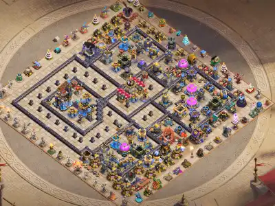 Layout TH18 War Base with Split Core and Anti Air Pathing