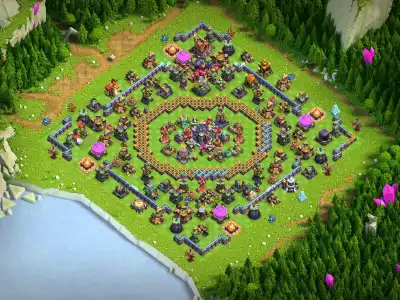 Layout TH15 War Base with Central Town Hall Ring Core