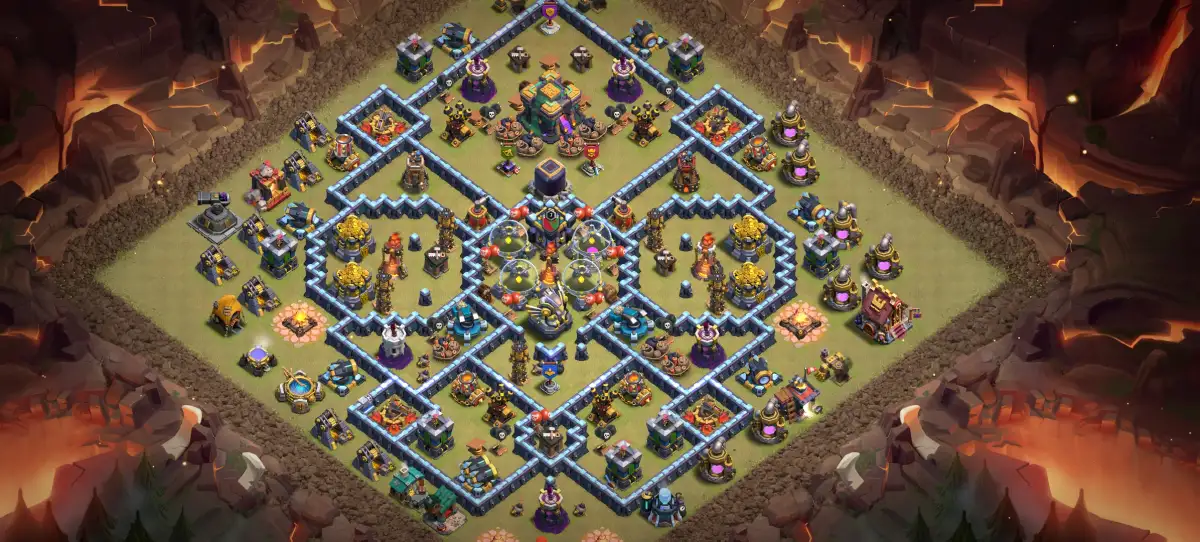 TH14 War Base Copy Link - Anti 2 Star Ring Style Layout