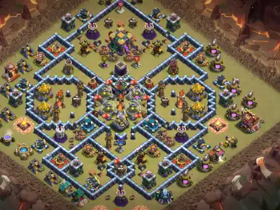 Layout TH14 War Base Copy Link - Anti 2 Star Ring Style Layout