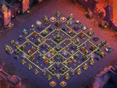 Layout TH17 War Base for Clash of Clans Anti 2 Star Copy Link