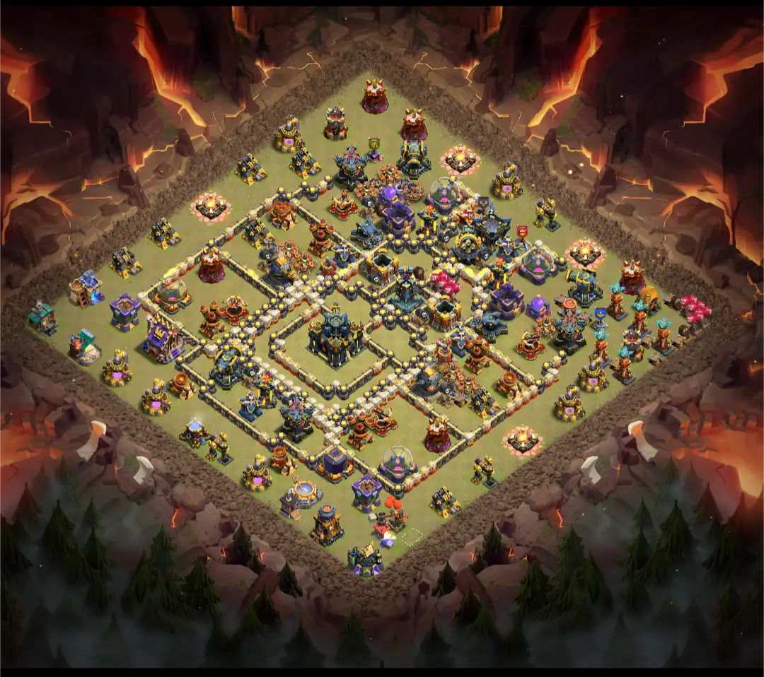 COC TH17 War Base with Town Hall Protected by Anti 2 and 3 Star