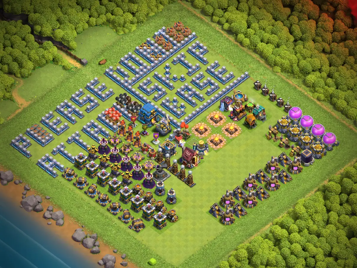 TH12 Troll Hybrid Base with Hidden Defense Core