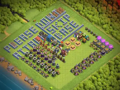 Layout TH12 Troll Hybrid Base with Hidden Defense Core