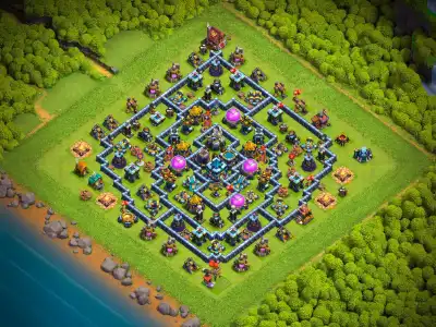 Layout TH13 Farming Base Anti 3 Star | Clash of Clans Copy Link
