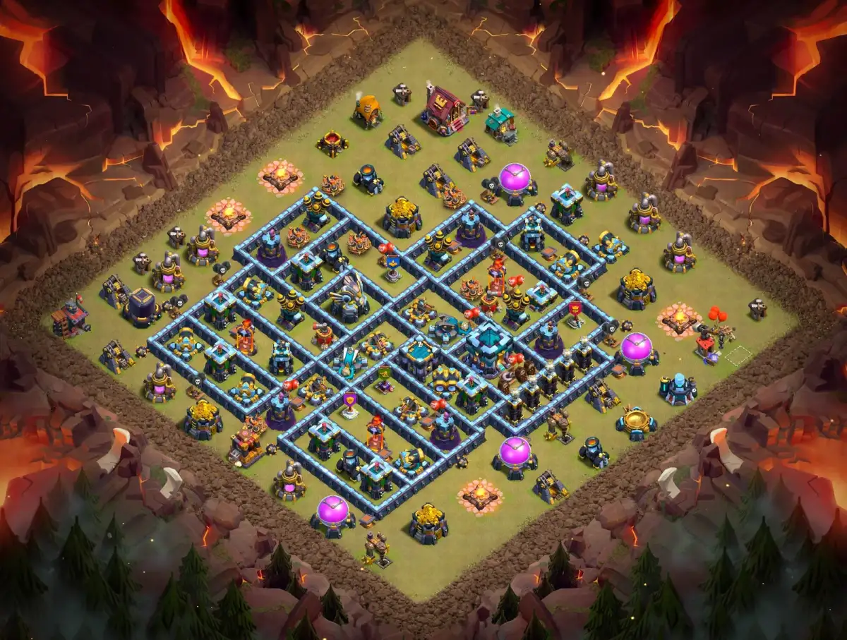 TH13 War Base Anti 3 Stars for Clash of Clans Copy Link