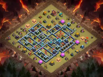 Layout TH13 War Base Anti 3 Stars for Clash of Clans Copy Link
