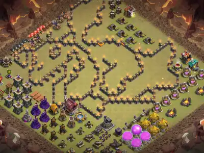 Layout TH11 Troll Base Layout Funny Skull Design with Copy Link