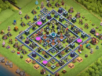 Layout TH13 War Base Anti 3 Star Ring Layout with Copy Link