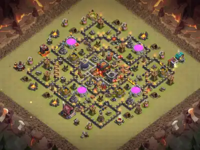 Layout TH10 War Base Anti 3 Star Hybrid for Clash of Clans