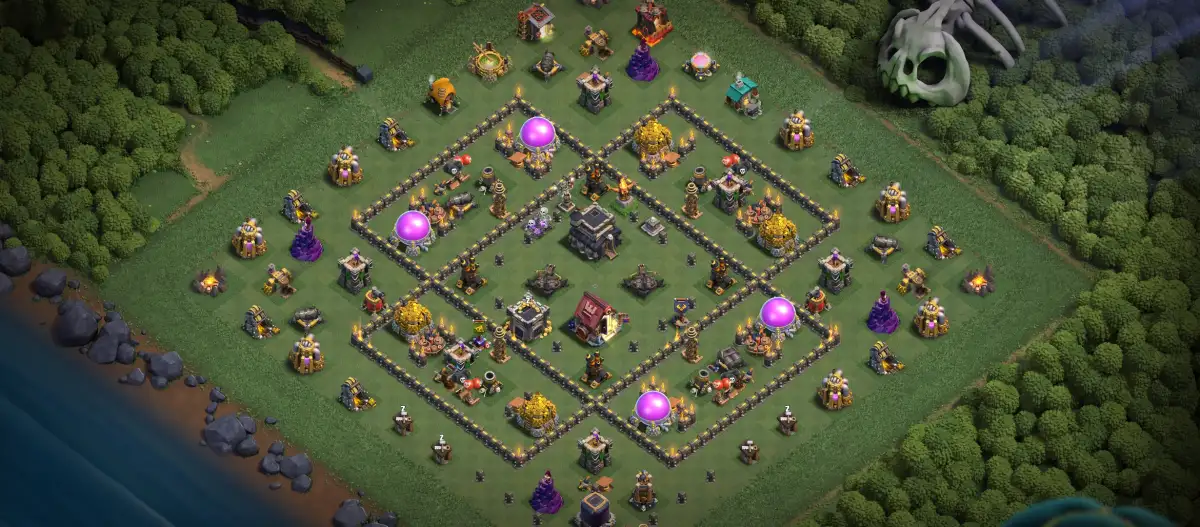 Coc TH9 Anti 3 Star Hybrid Skeleton Base With Strong Defense 2026