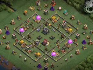 Coc TH9 Anti 3 Star Hybrid Skeleton Base With Strong Defense 2026