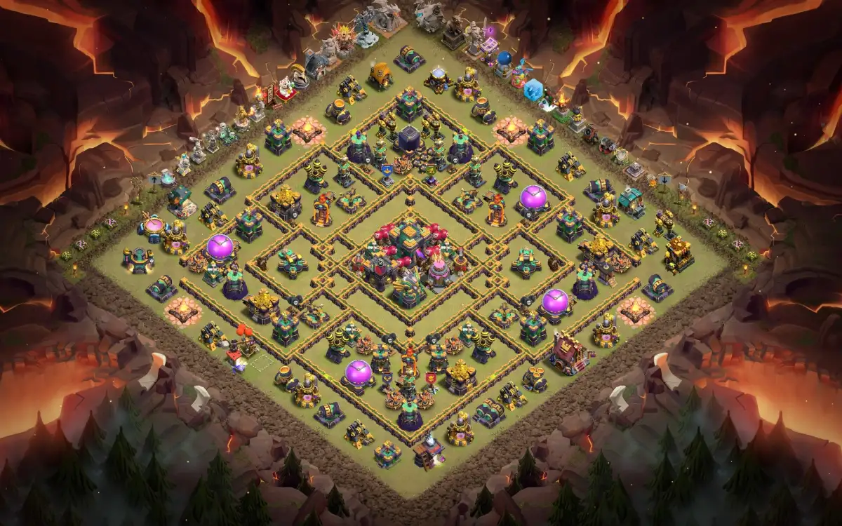 TH14 War Base with Central Town Hall Ring