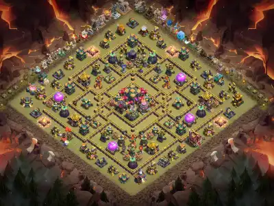 Layout TH14 War Base with Central Town Hall Ring