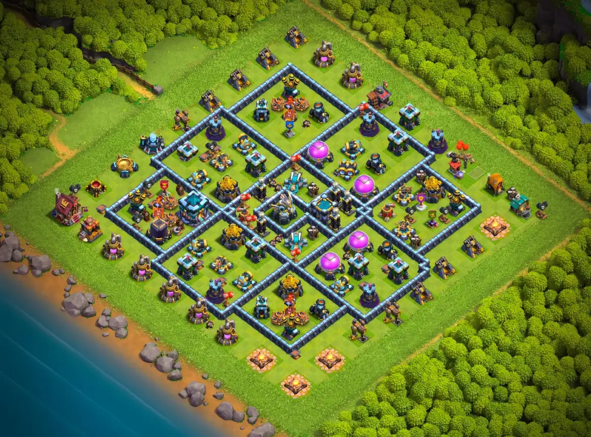 TH13 Farming Base Anti 3 Star Layout with Copy Link