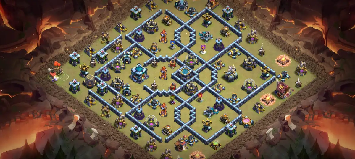 TH13 War Base vs Electro Dragons for Clash of Clans