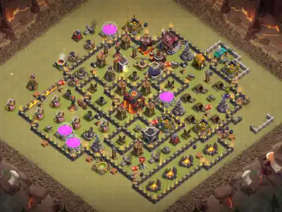 Layout TH10 War Base Anti 3 Star Layout for Dragon Attacks