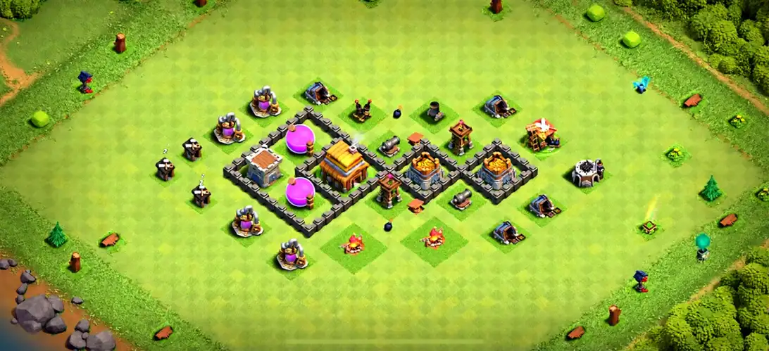 Layout Attack-Resistant TH4 Farming Coc Layout | Anti 2 Stars MY Farm 33
