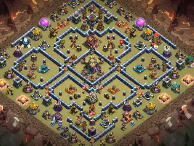 Layout TH14 War Badr Anti 2 Star Base for CoC Copy Link