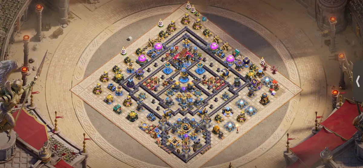 TH18 War Base with Offset Town Hall and Split Core