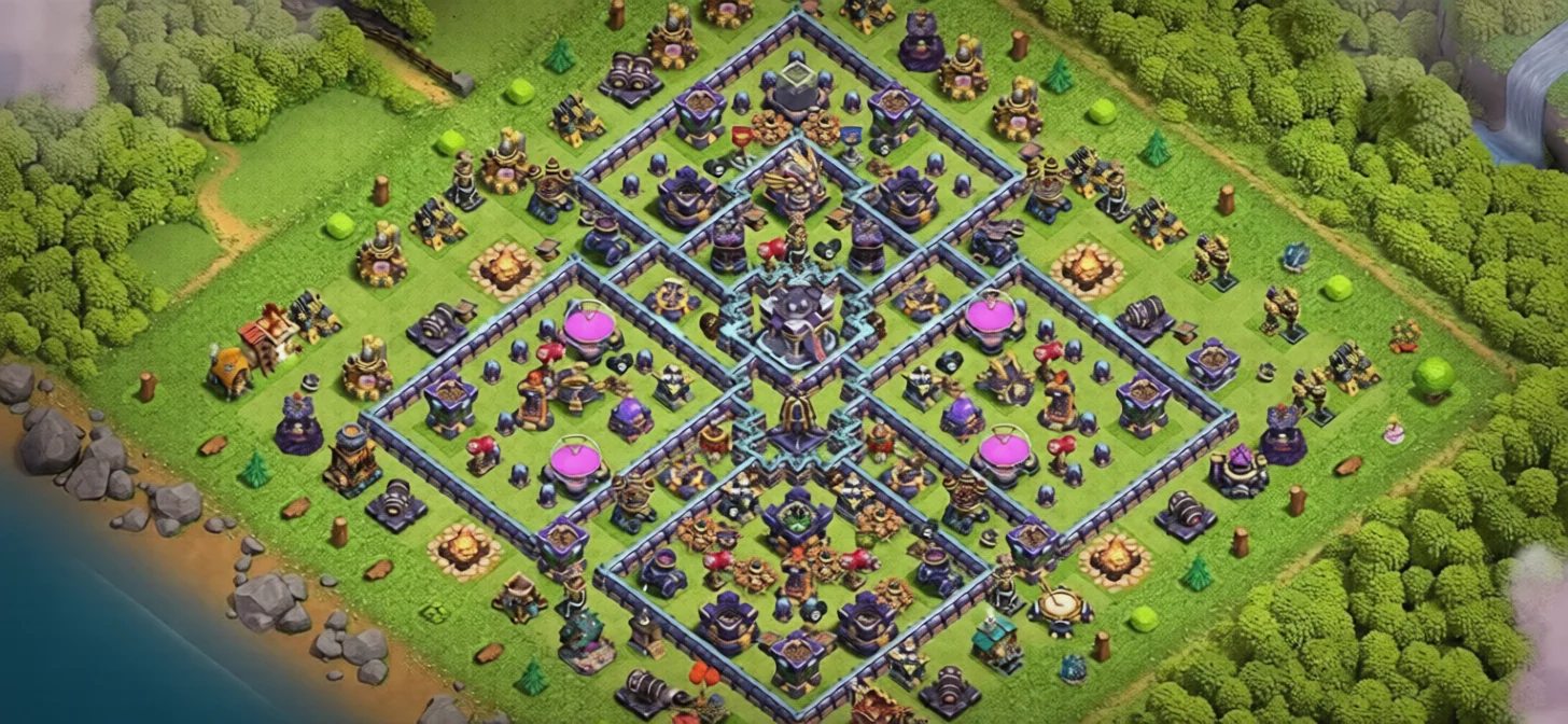 Layout Next-Level TH15 Defense Coc Layout | Anti 2 Stars Titan Shield