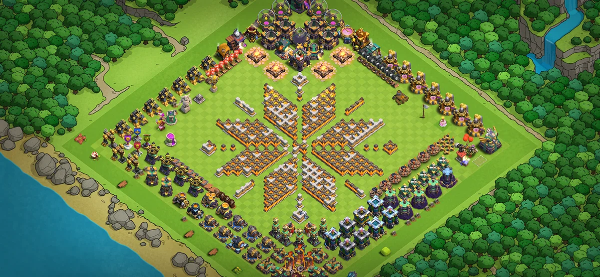 Hard TH14 Troll / Funny Coc Layout | Star Shape
