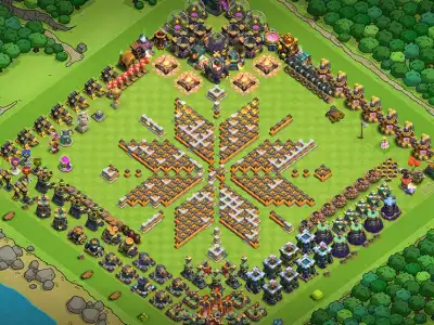 Layout Hard TH14 Troll / Funny Coc Layout | Star Shape