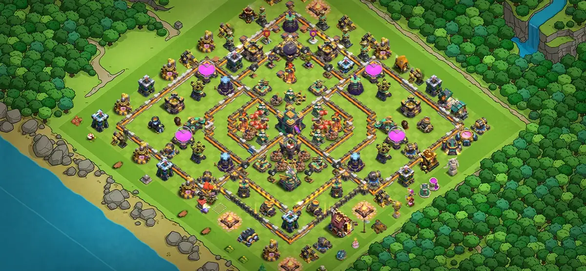 Enhanced TH14 Defense Coc Layout | Hybrid Clash Defense