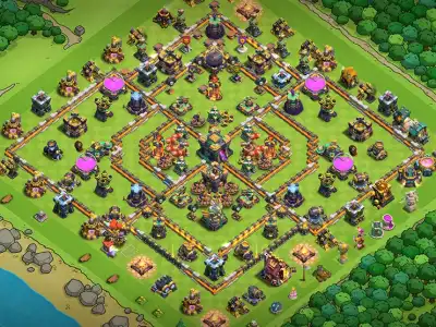 Layout Enhanced TH14 Defense Coc Layout | Hybrid Clash Defense