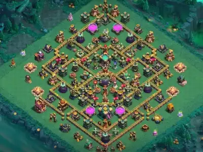 Layout Top TH14 Defense Coc Layout | Hybrid Metal Defence