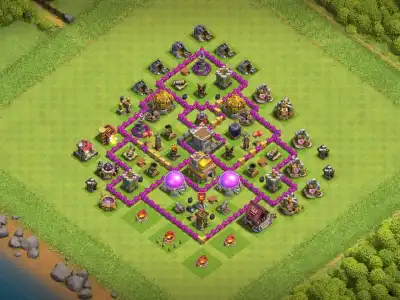 Layout Maximum TH7 Defense Coc Layout | Anti Air / Dragon Blue Witch