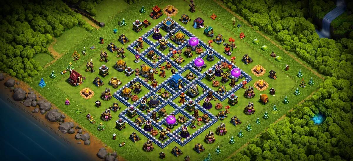 Clean TH12 Defense Coc Layout | Hybrid GoWiWi killer