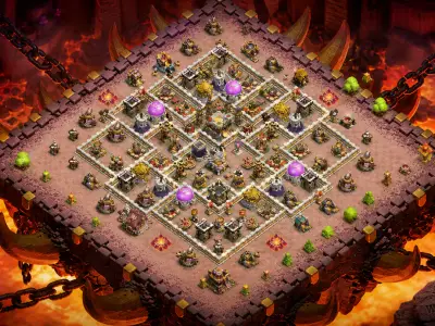 Layout Enhanced TH11 Defense Coc Layout | Anti Everything blue sky