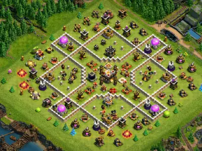 Layout Battle-Optimized TH11 Farming Coc Layout | Hybrid NightSky