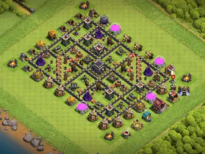 Layout Strongest TH9 Defense Coc Layout | Hybrid CWL NEW BASE