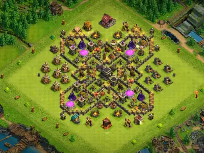 Layout Elite TH9 Defense Coc Layout | Anti 3 Stars Archer Queen