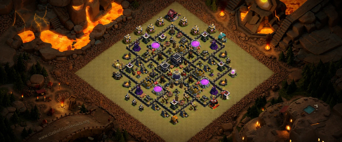TH9 War Base – Anti 2 Star Diamond CWL League 2026