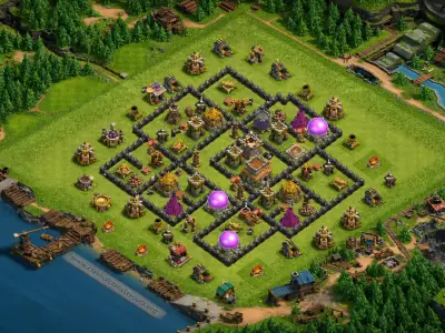 Layout Meta-Ready TH8 Defense Coc Layout | Hybrid Chinese Defense