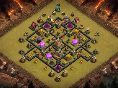Layout Advanced TH8 War Coc Layout | Hybrid Prinxxee village