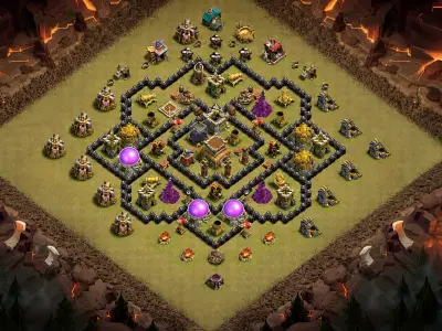 Layout Dominant TH8 War Coc Layout | Hybrid King999
